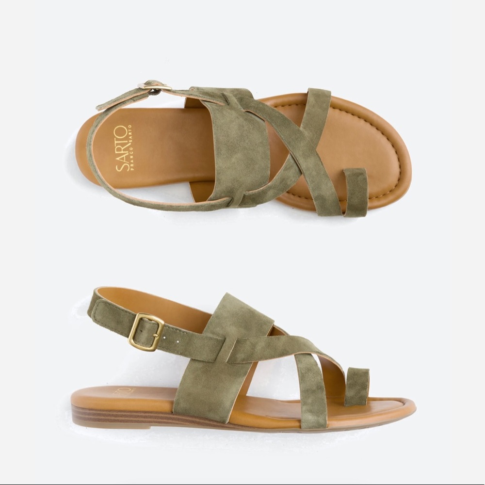 Olive Suede Sandals